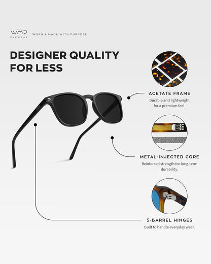 WMP Eyewear - Gafas de sol polarizadas modernas y redondas para hom...