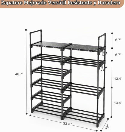 ROJASOP Organizador de zapatos, zapatero de metal de 6 niveles para...