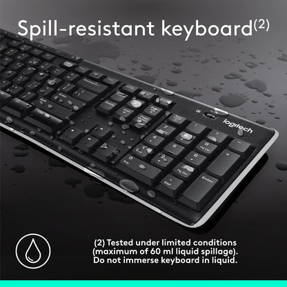 Teclado inalámbrico K270, receptor unificador USB, color negro, Neg...