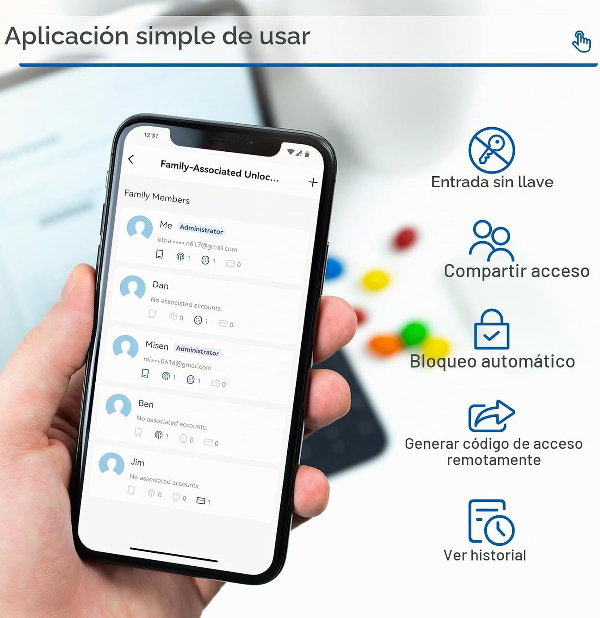 Cerradura de puerta inteligente con teclado y pomo: Cerradura de en...