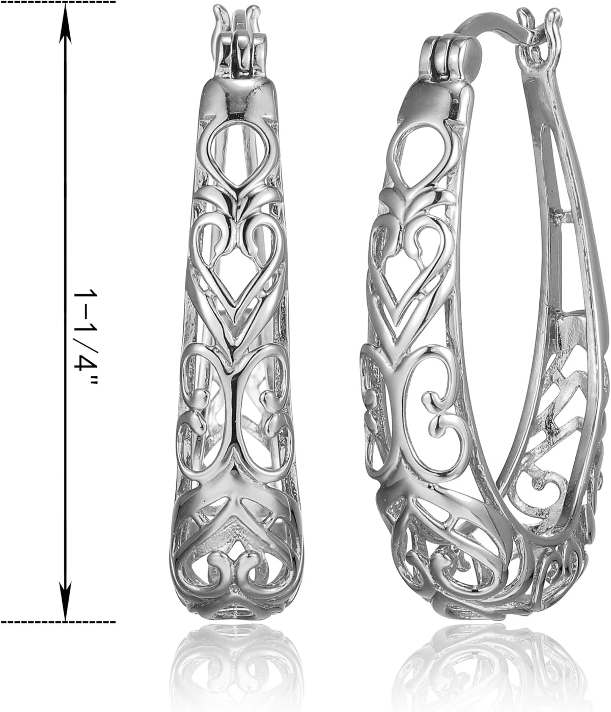 Amazon Collection Pendientes de aro ovalados de filigrana de plata...