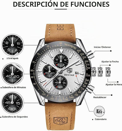 BENYAR Reloj para hombre analógico cronógrafo de cuarzo, impermeabl...