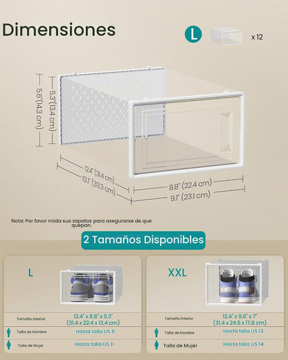 SONGMICS Cajas de zapatos, caja de plástico transparente, paquete d...