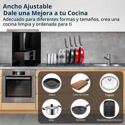 ROOHUA Estante organizador de tapas de ollas y sartenes para debajo...