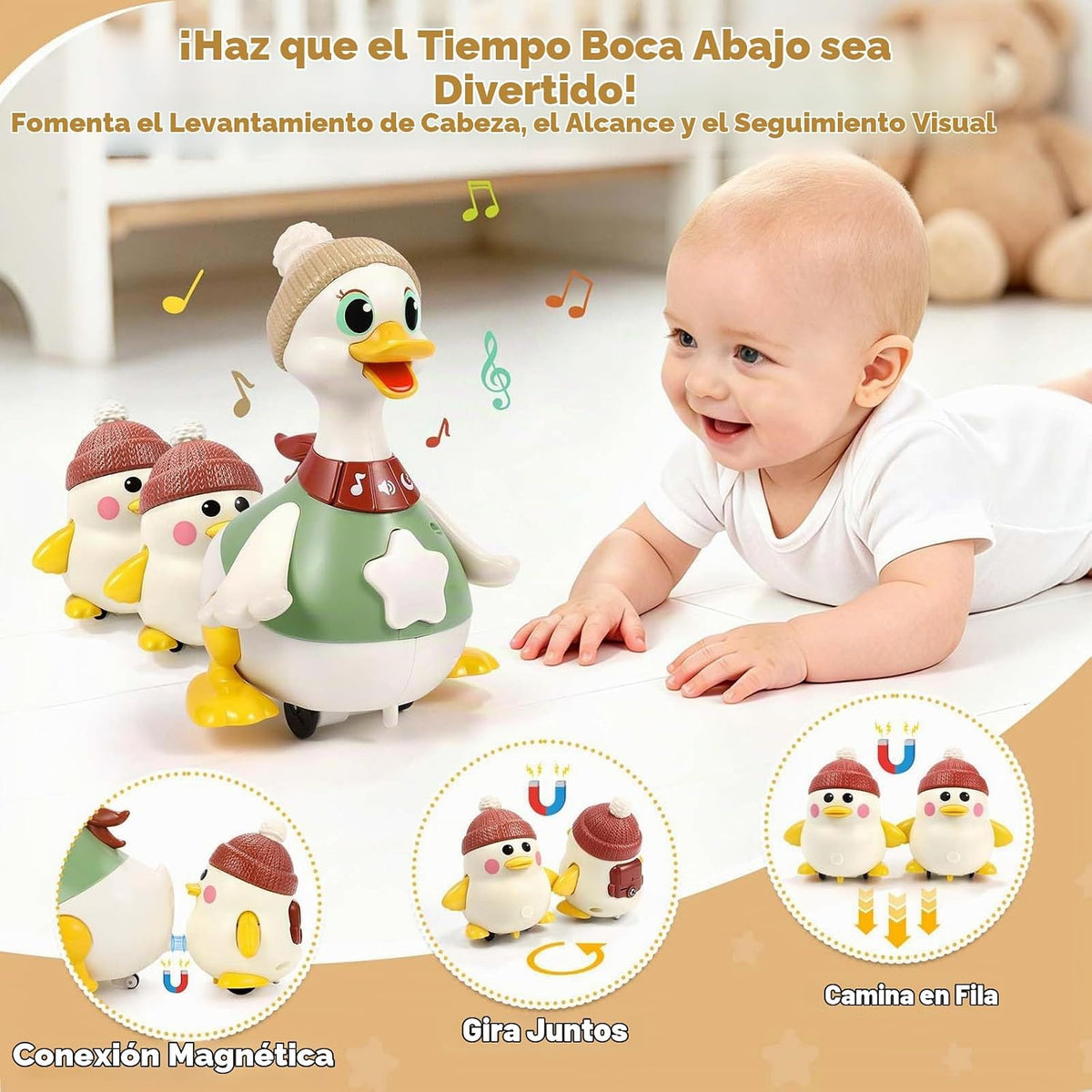 Yunaking Juguetes musicales del pato de la boca abajo, juguetes del...