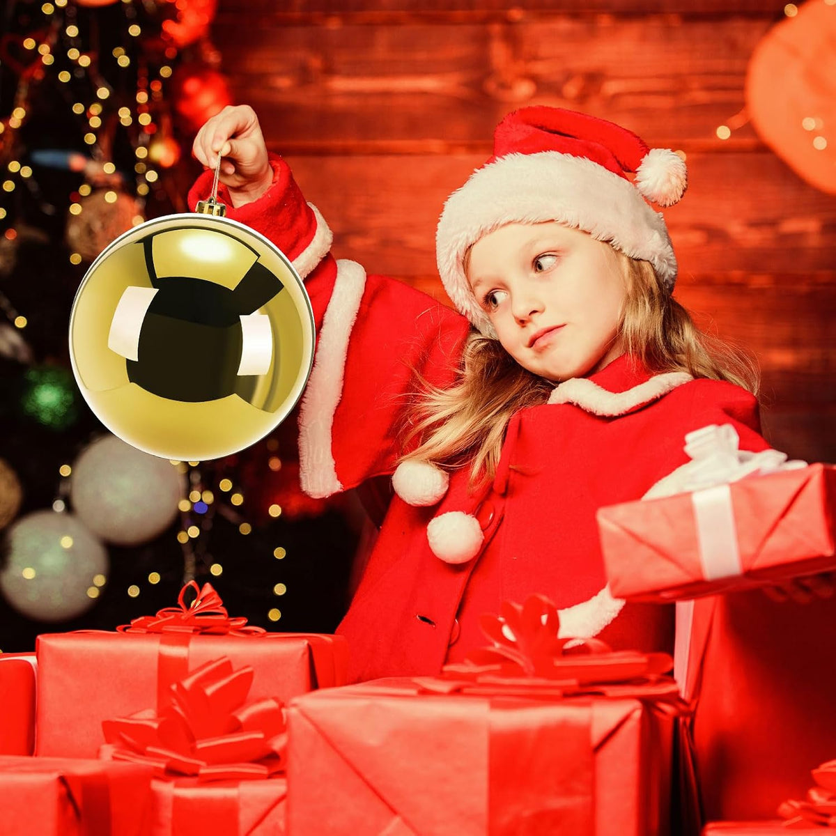 Zubebe 4 piezas Adornos de bola de Navidad extra grandes de 8"...