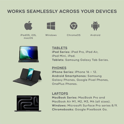 Satechi OntheGo - Teclado Bluetooth con soporte ajustable, conecta...