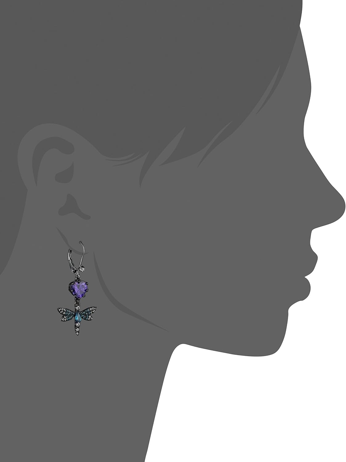 Betsey Johnson Aretes Colgantes Dobles Desiguales de CZ y Mariposa