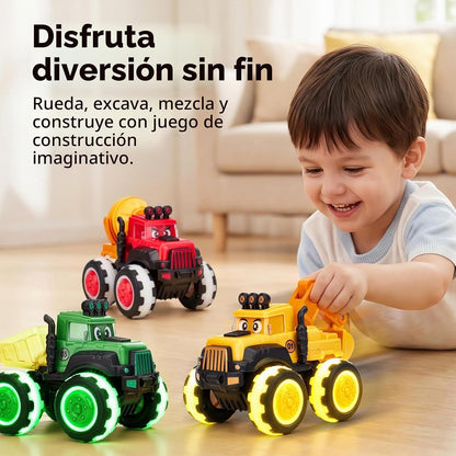 hahaland Paquete de 3 juguetes de camión de construcción monstruo L...