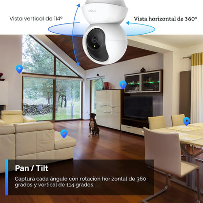 Tapo Cámara de seguridad 2K Pan Tilt para monitor de bebé, cámara d...
