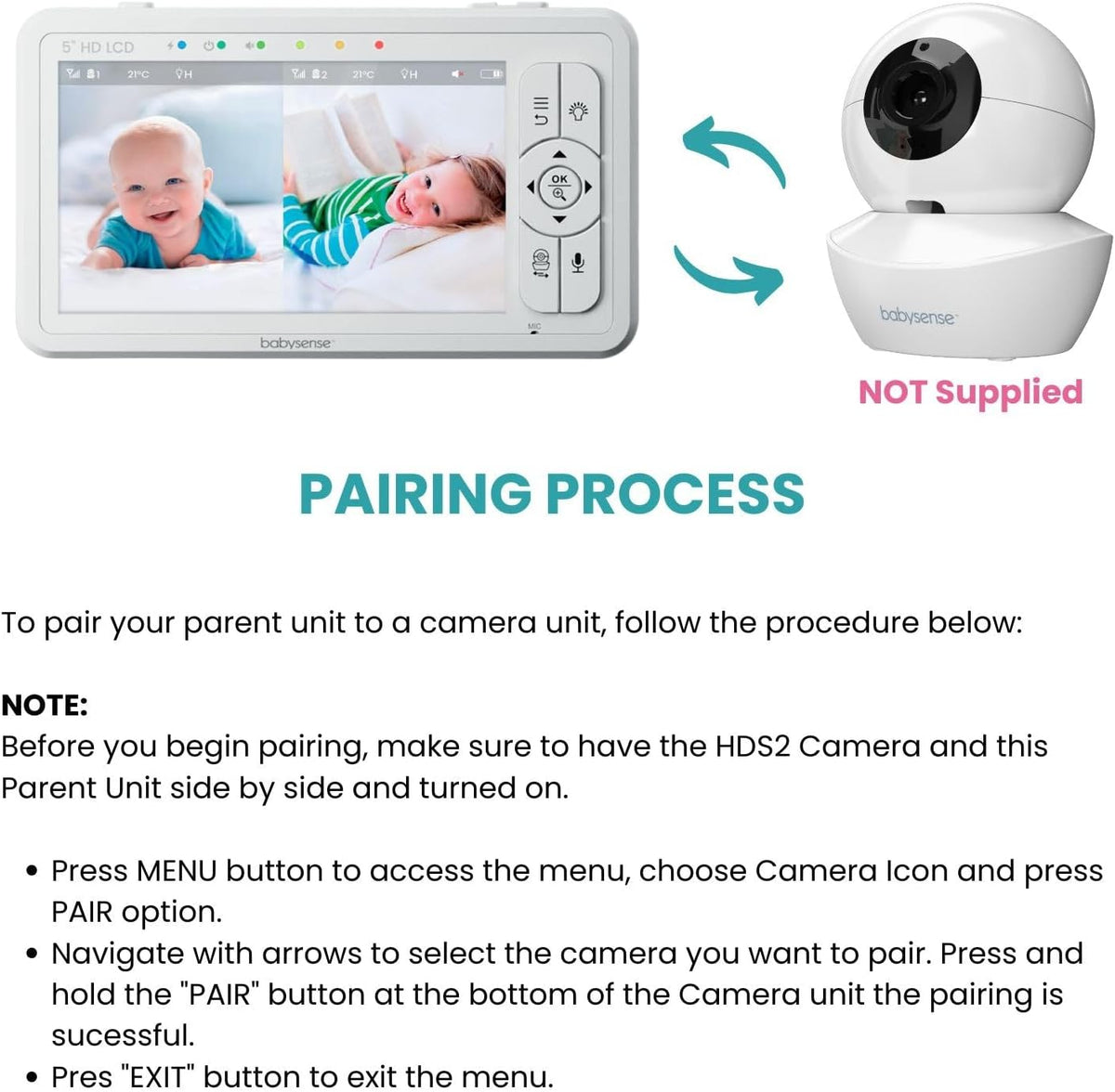 Babysense Unidad de padres para el monitor de vídeo HDS2, Unidad de...