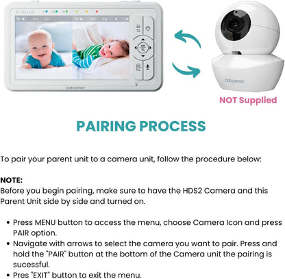 Babysense Unidad de padres para monitor de bebé HDS2, unidad de rep...