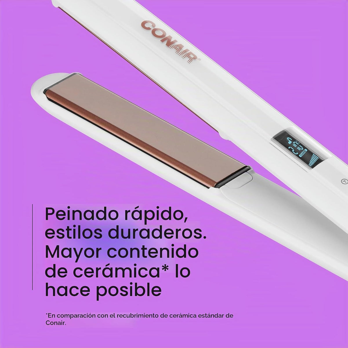 Conair - Plancha para el cabello, doble cerámica, platos extralargo...
