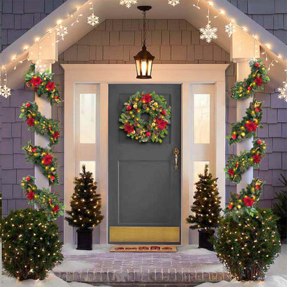 WANNA-CUL Corona de Navidad preiluminada de 24 pulgadas para puerta...