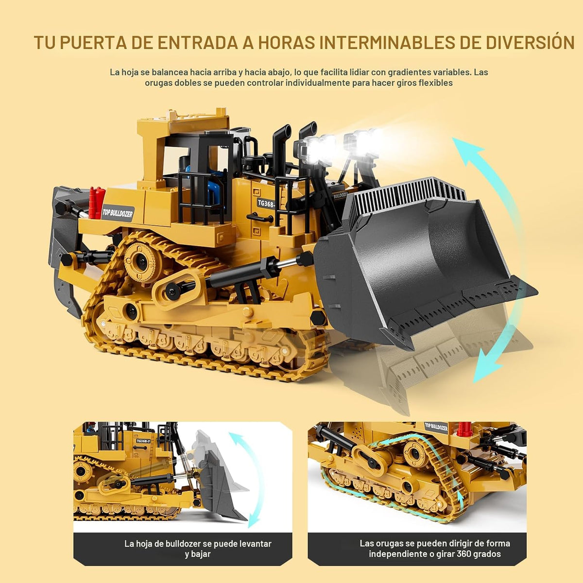 KIDMARKT Juguete de metal a control remoto para niños, tractor de 9...