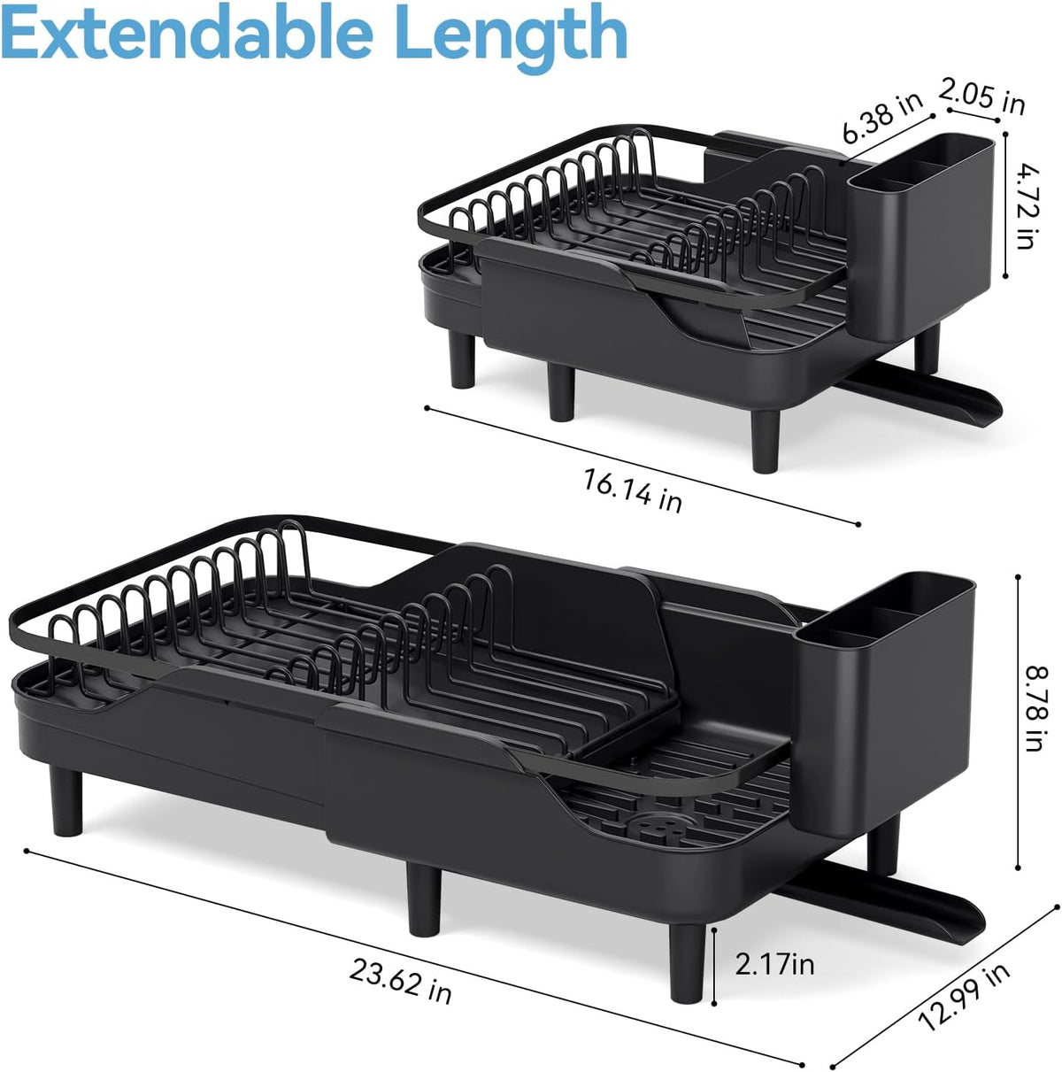 Urackify Escurridor de platos expandible para encimera de cocina pe...