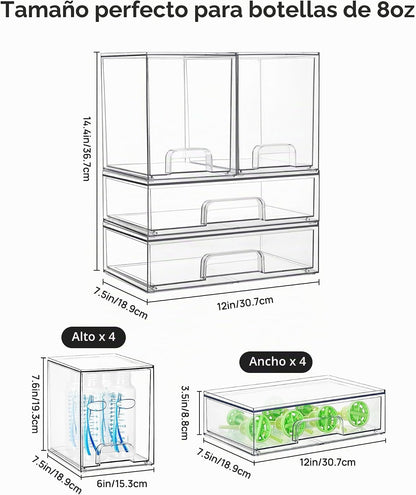 Vtopmart Juego de 8 cajones de almacenamiento apilables transparent...