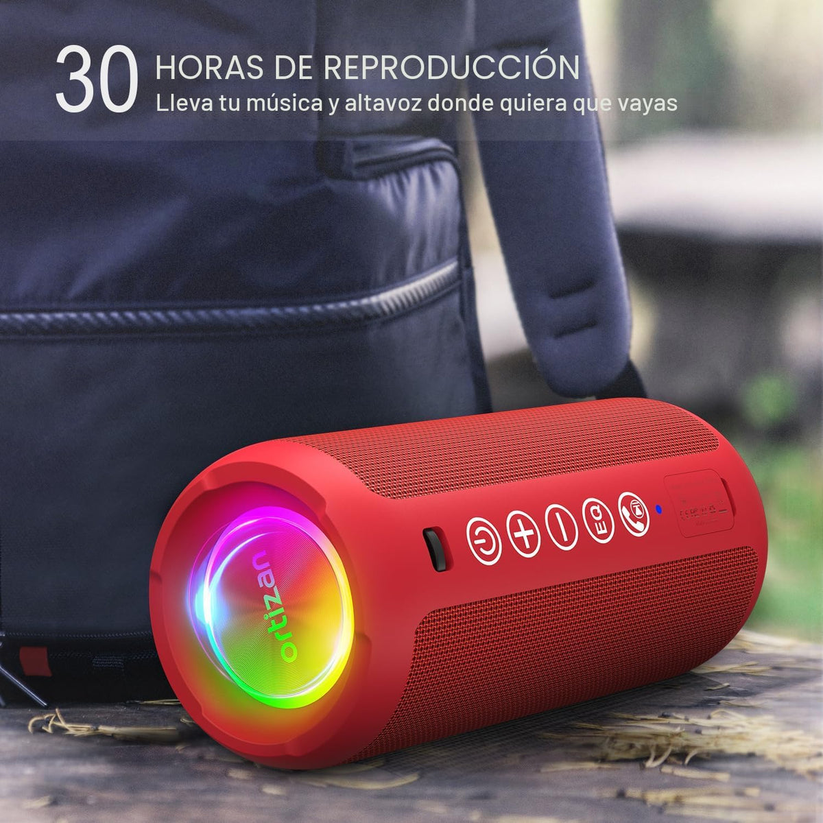 Ortizan Altavoz Bluetooth portátil, impermeable IPX7, inalámbrico,...
