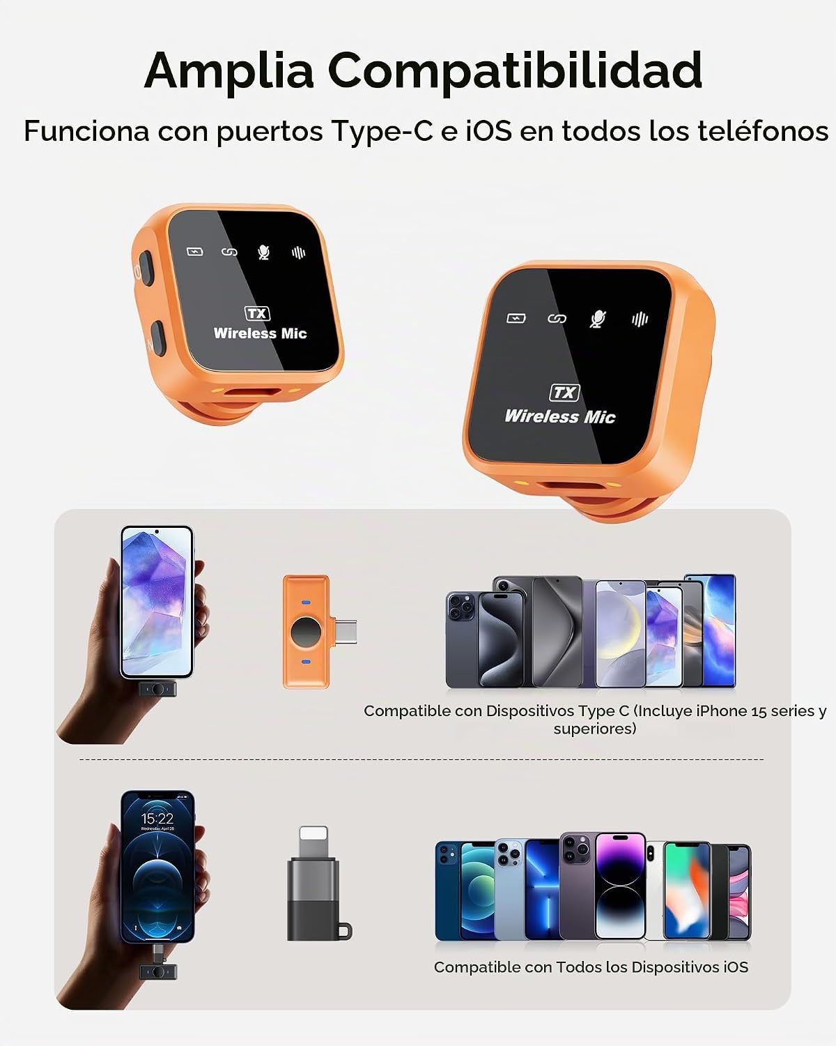 KUKIHO Micrófono Lavalier inalámbrico para iPhone, iPad y Android c...