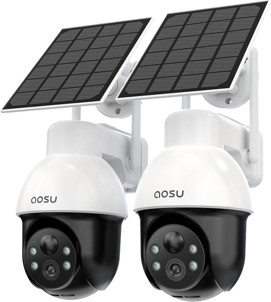 aosu 3K 5MP Cámara de seguridad solar inalámbrica PTZ al aire libre...