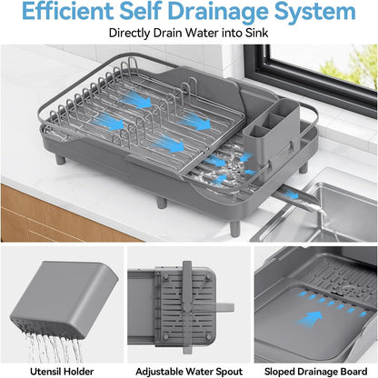 Urackify Escurridor de platos expandible para encimera de cocina pe...