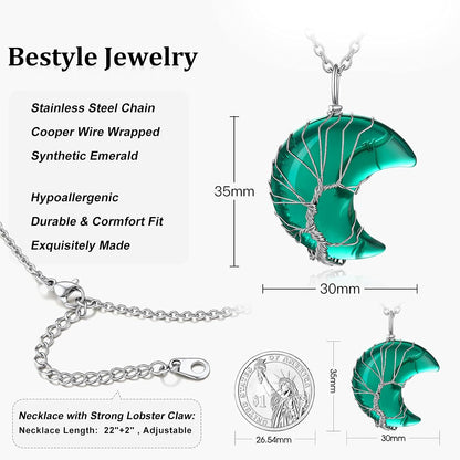 Bestyle Collar de cristal curativo envuelto en árbol de la vida, co...