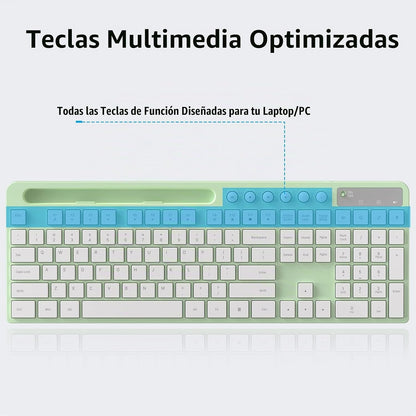 MARVO Wirelss - Combo de teclado y mouse con soporte para teléfono,...