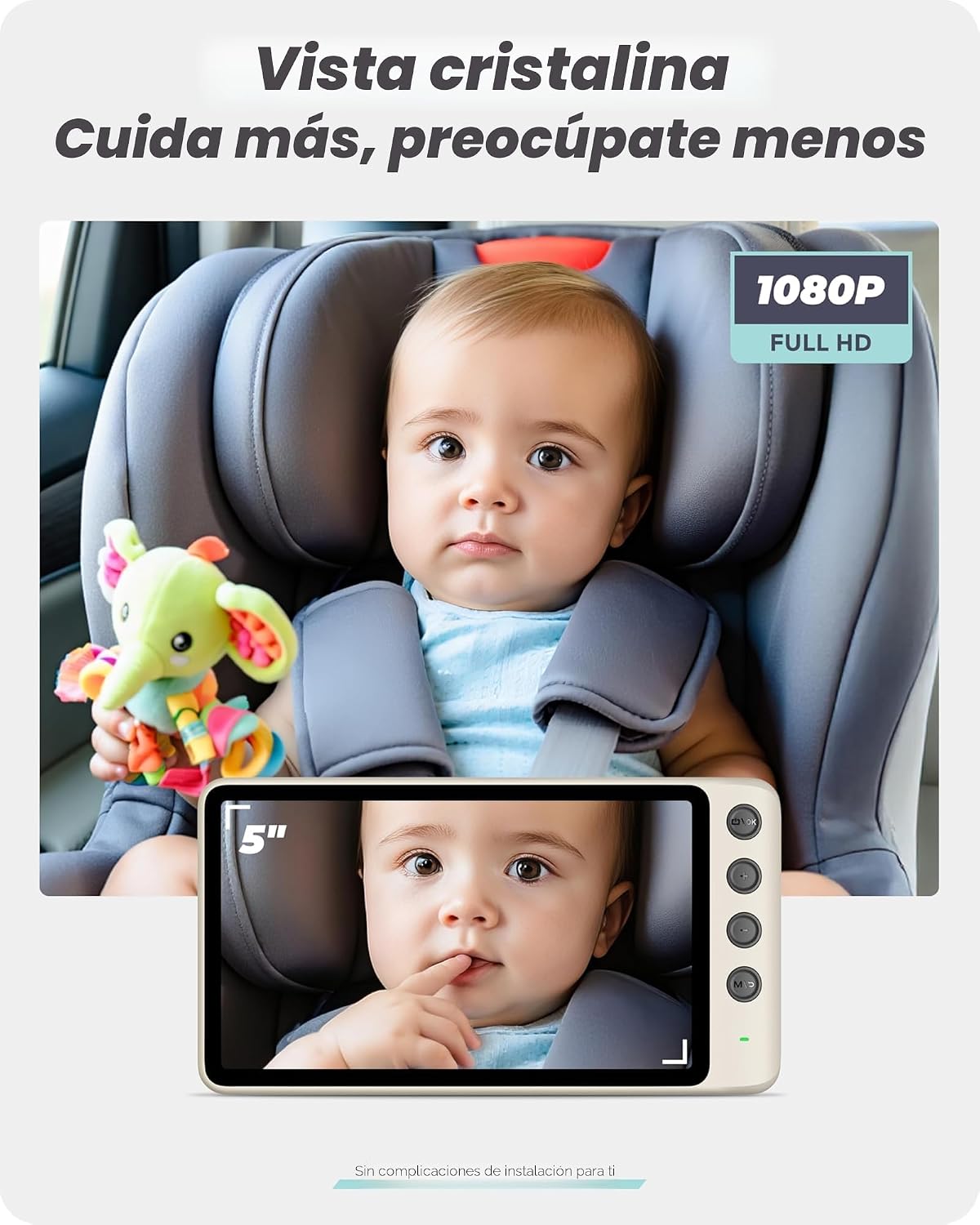 WEMOH Cámara magnética doble para coche para 2 bebés con monitor IP...