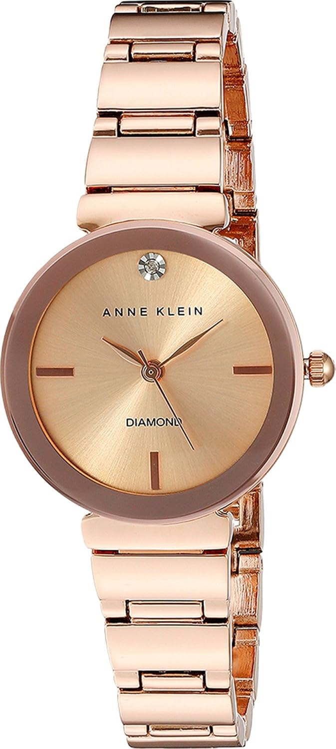 Anne Klein Reloj de pulsera con esfera de diamante genuino para mujer