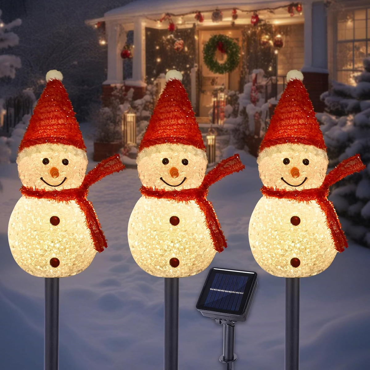 TAILERRI - Luces solares de Navidad con diseño de muñeco de nieve p...