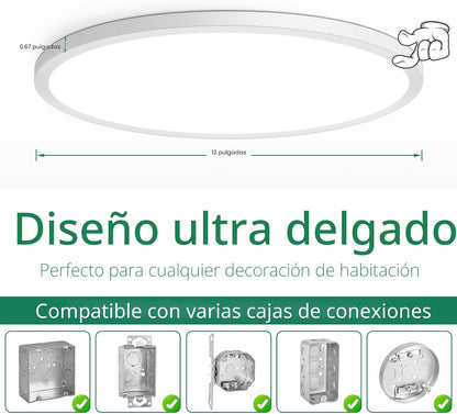 Brightever Lámpara LED de techo empotrada de 12 pulgadas, regulable...