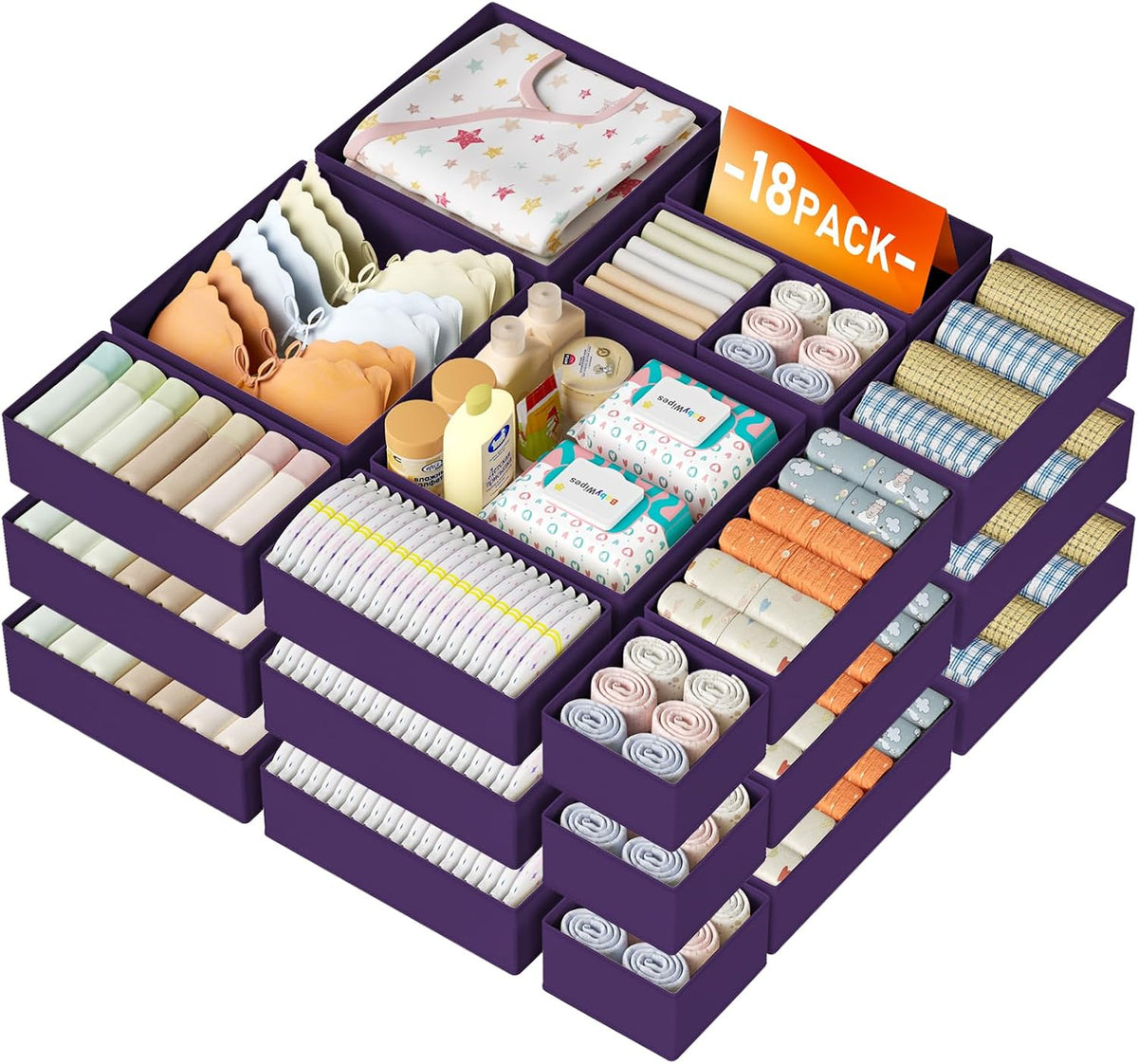DIMJ Organizador de cajones para almacenamiento de ropa – Paquete d...