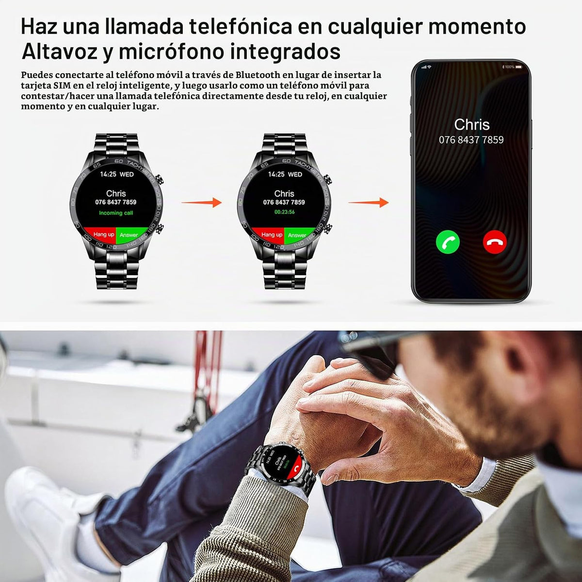 FILIEKEU Reloj inteligente para hombre para Android iOS, llamadas B...