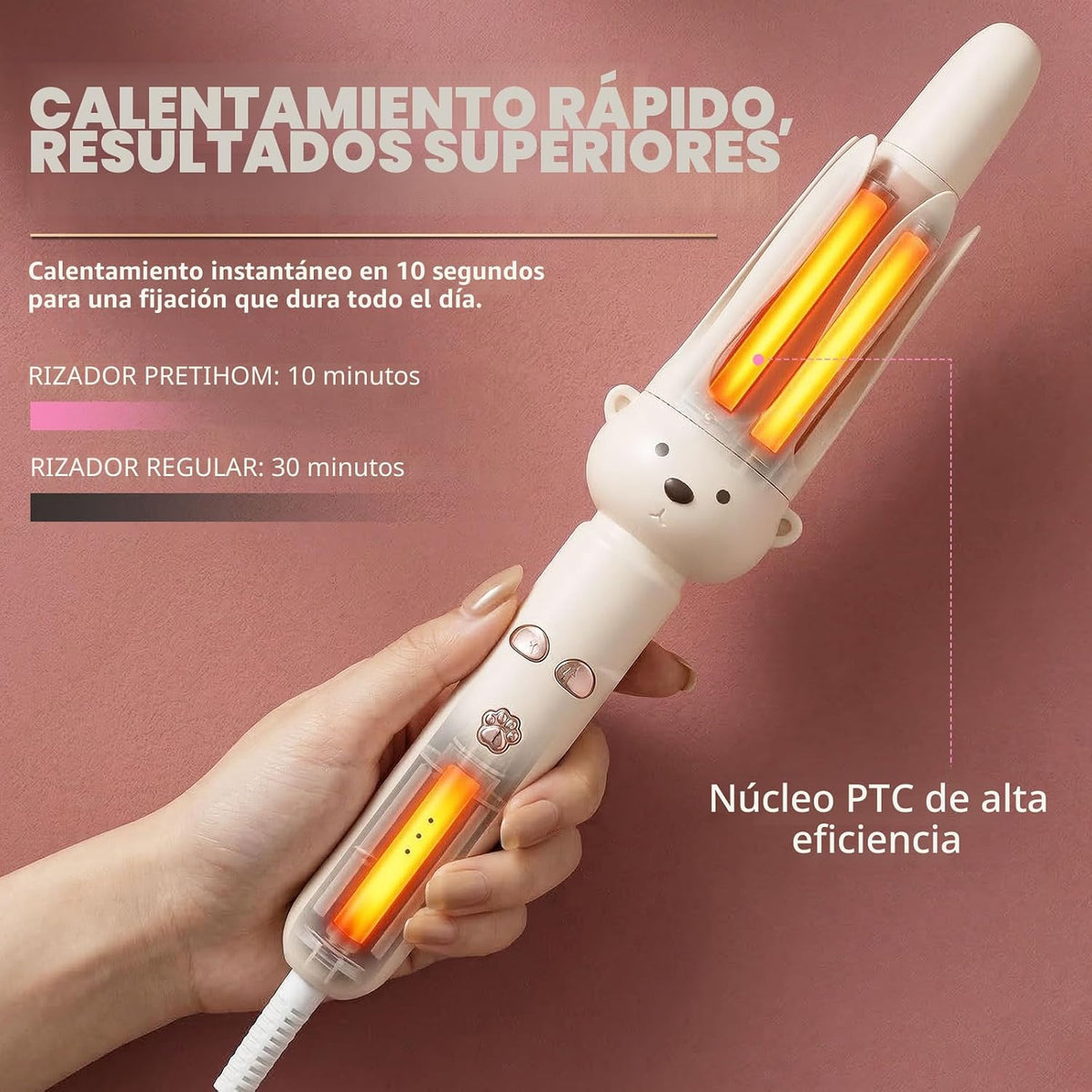 PretiHom Rizador y varita giratorios automáticos, rizador de pelo p...