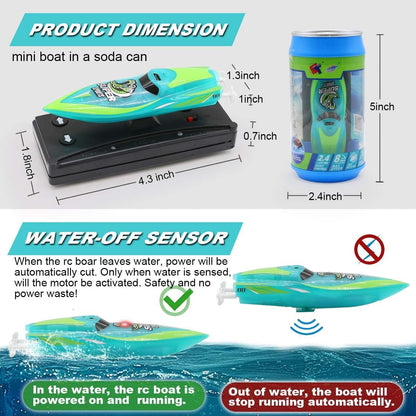LAFALA Mini RC Boat 2.4GHz con luz LED de giro de 360°, carga USB,...
