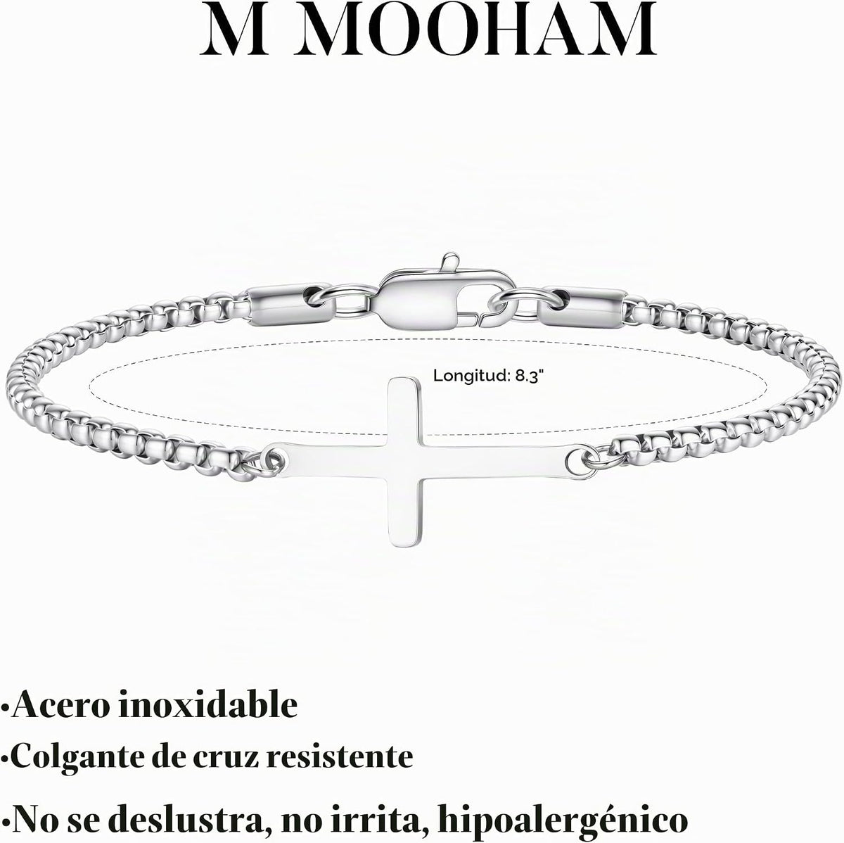 M MOOHAM Pulsera de cruz chapada en oro\/plata de 14 quilates para...