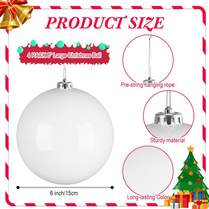 Zubebe 4 piezas Adornos de bola de Navidad extra grandes de 6'...