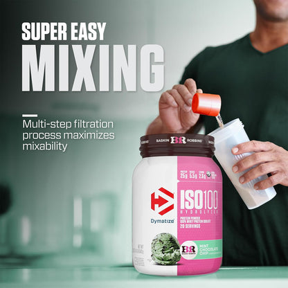 Dymatize Proteína en polvo ISO100, 100% aislado de suero, chispas d...