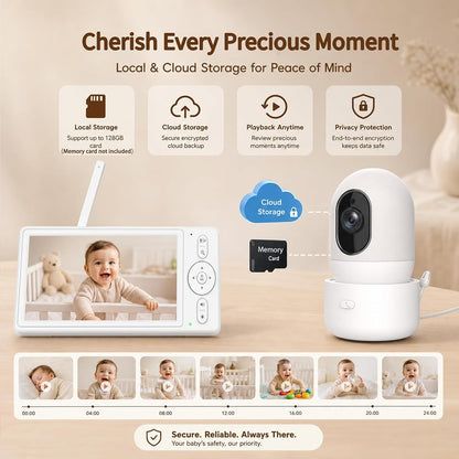 OKAIDI Monitor de bebé inteligente WiFi IPS HD de 5,5 pulgadas con...