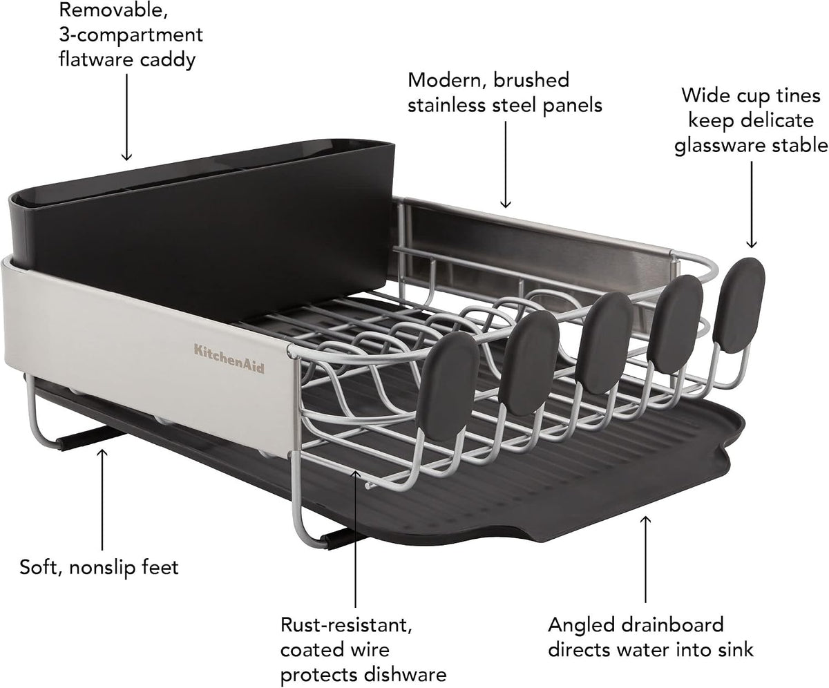 KitchenAid Escurridor de platos compacto, que ahorra espacio, resis...