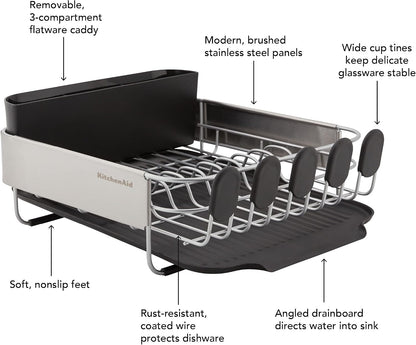KitchenAid Escurridor de platos compacto, que ahorra espacio, resis...