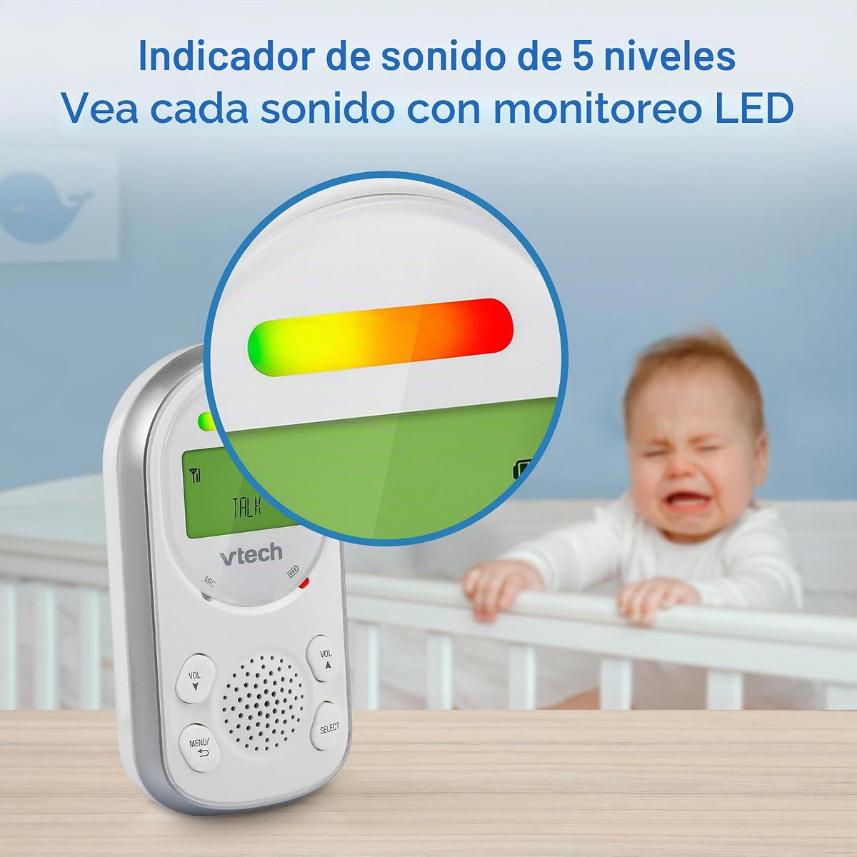 VTech Monitor de audio digital para bebés con 2 unidades para padre...