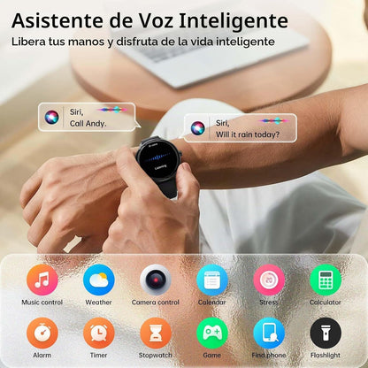 Reloj inteligente para mujeres y hombres, 1.27 pulgadas HD AMOLED e...