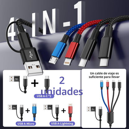Cable de carga múltiple 4 en 1 con puerto tipo C dual para múltiple...