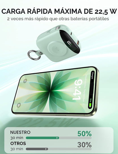 Cargador portátil citicr de 10000 mAh con cables integrados y carga...