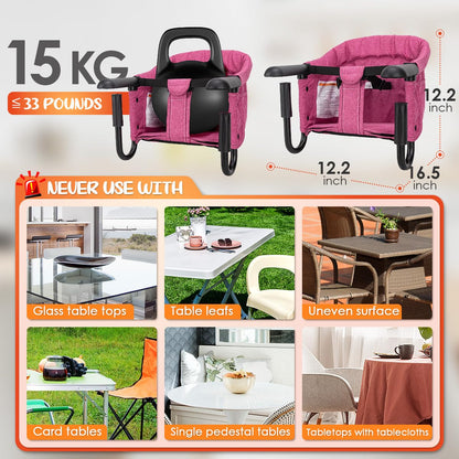 Silla alta de gancho, portátil y plegable para bebés de 6 a 36 mese...
