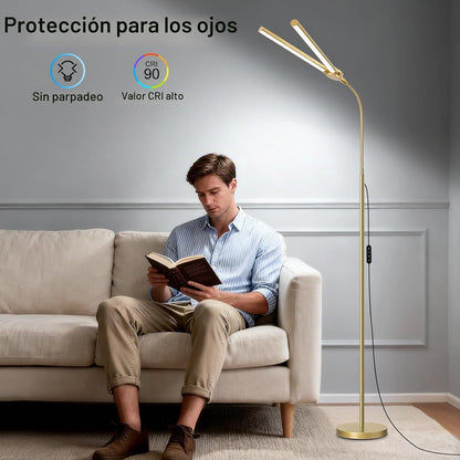 Lámpara de pie dorada, 18 W\/2000 lúmenes, lámpara de pie LED brill...