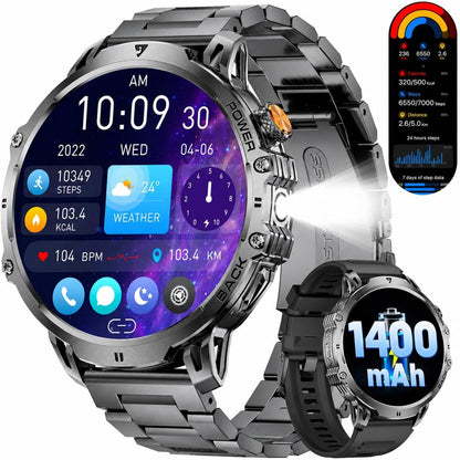 LIGE - Relojes inteligentes militares para hombre (2 bandas), reloj...