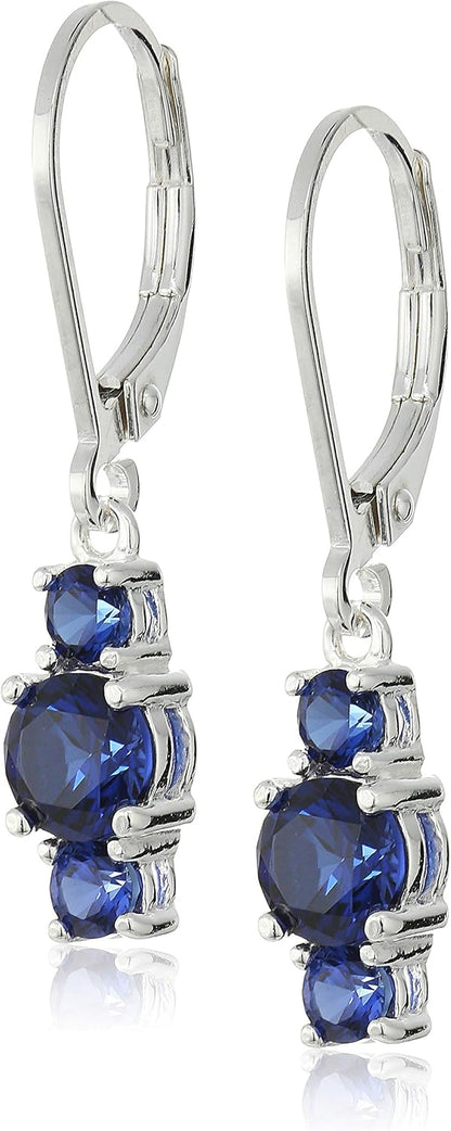 Amazon Essentials Aretes colgantes de plata esterlina con piedras p...