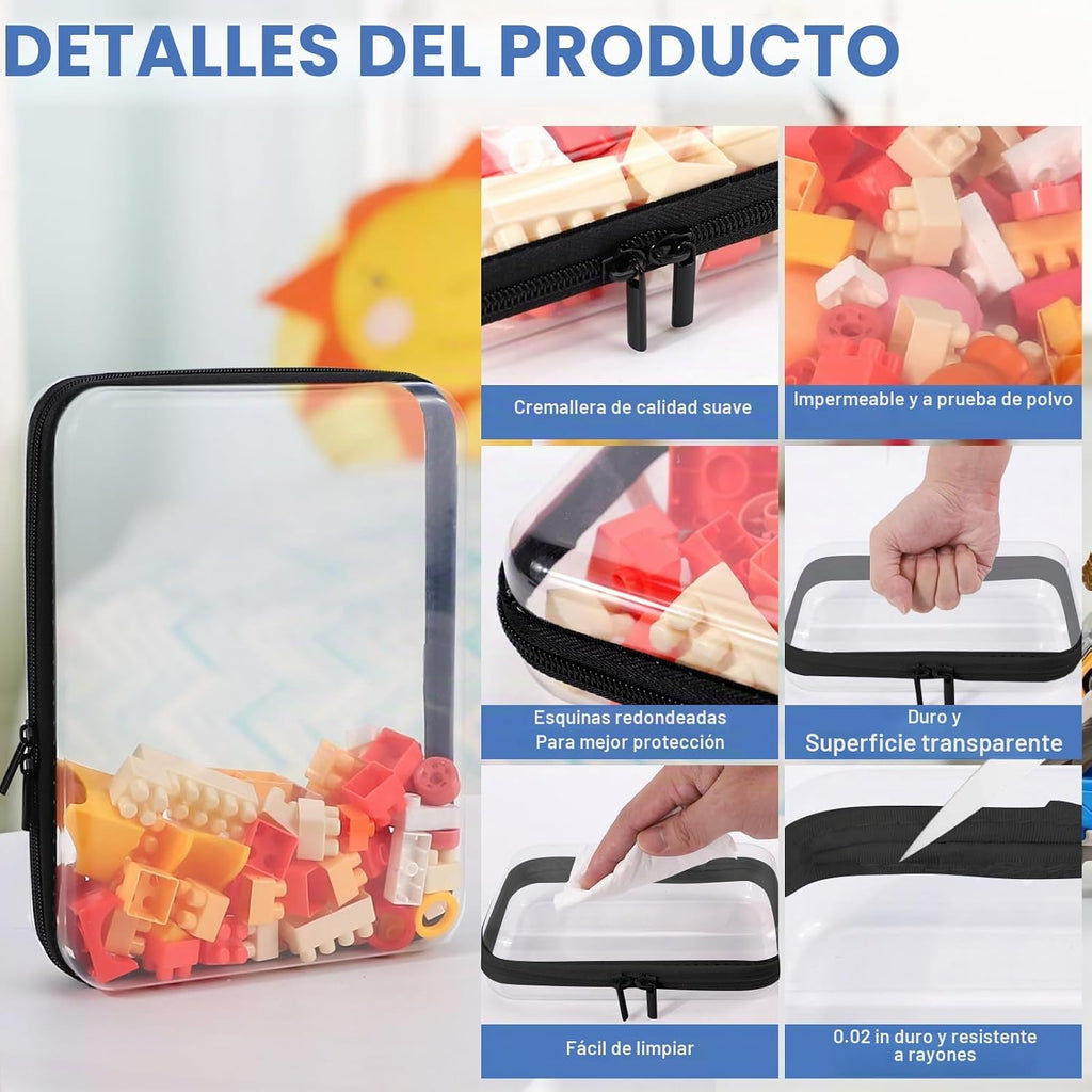 YOPCDJ Paquete de 3 fundas rígidas transparentes con cremallera, Ne...